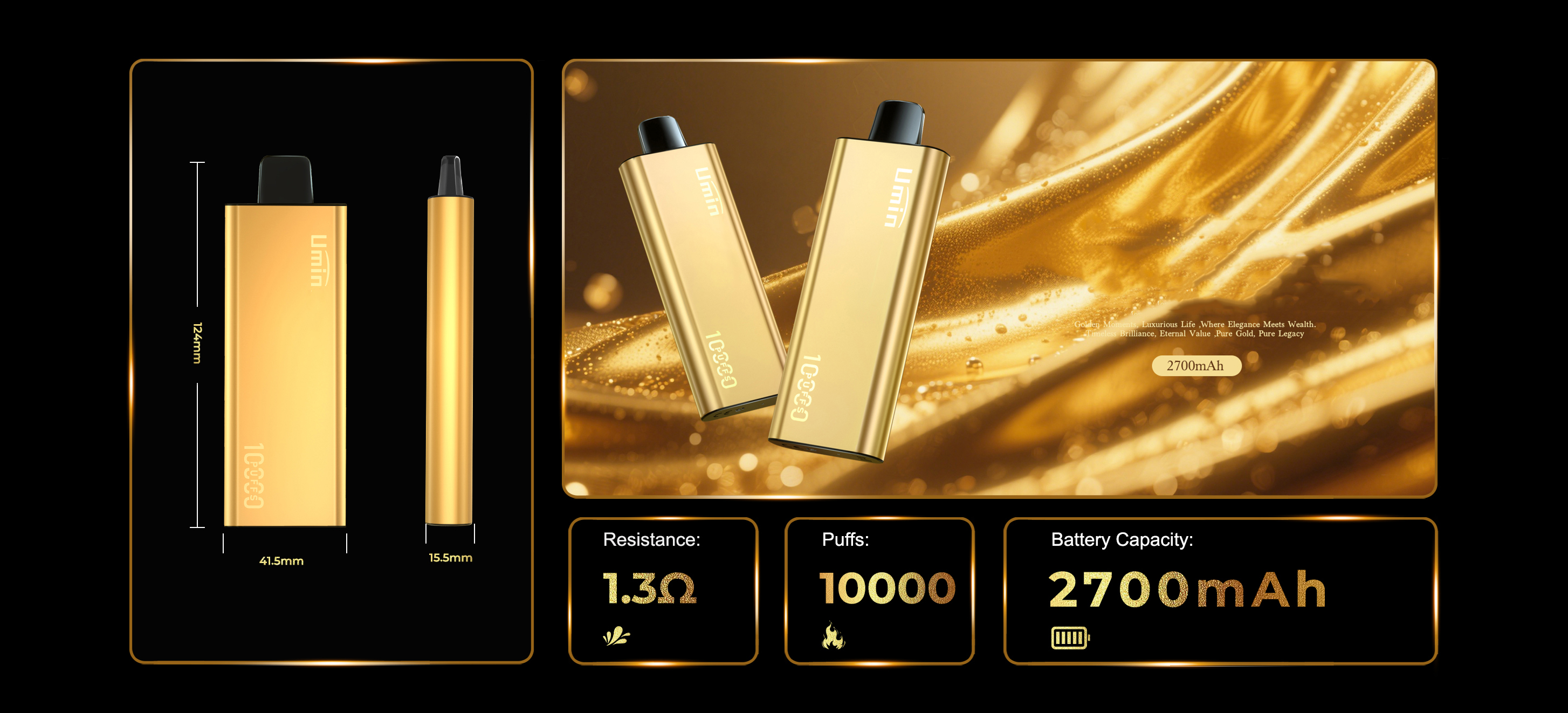 UMIN SLICKPLUS 10000 Puffs lifestyle device view - Menthol and Ice Vape Flavours